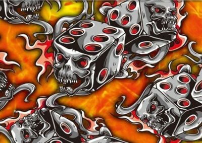 Orange Flaming Dice hydro dipping film pattern