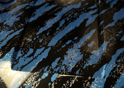 Sunrise Quickie Panel Hydro Dipped in Blue Marble Splash, marble splash close-up